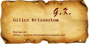 Gilicz Krizosztom névjegykártya